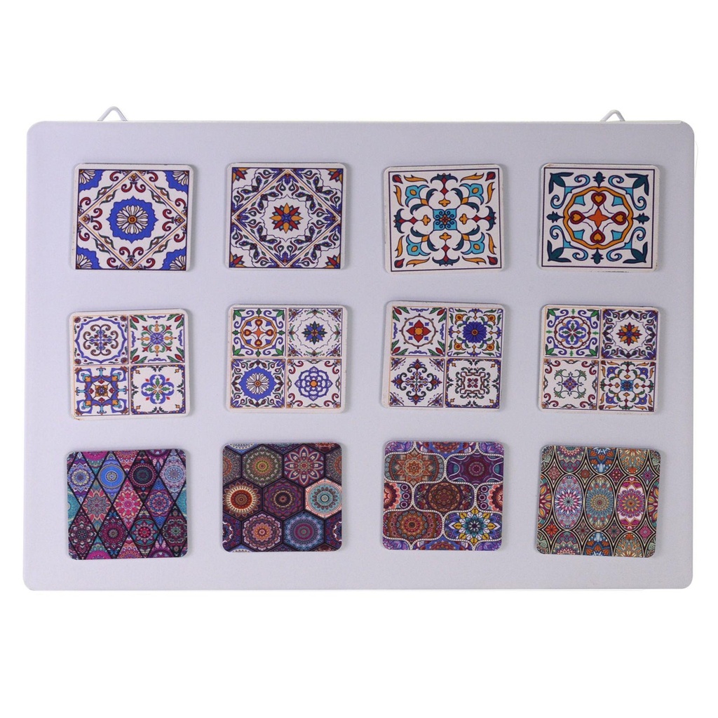 Set di magneti in metallo 12 pezzi decorazione assortita con display cm6x6