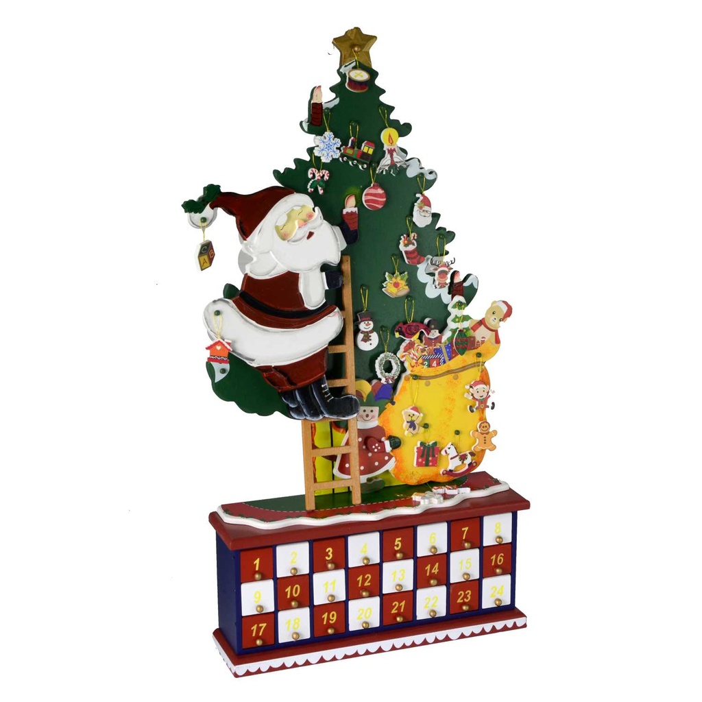 Calendario albero legno con ciondoli - 28x7,5x57 cm