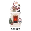 Camino LED in resina Babbo Natale bianco 27,5x23x51 cm