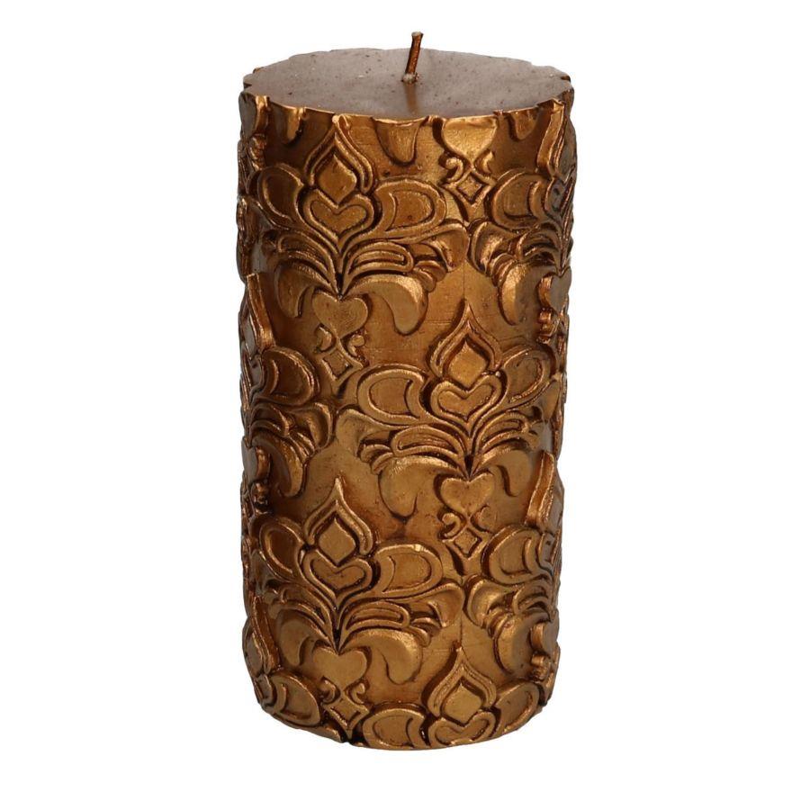 Candela Decorativa Oro con Motivi - ø6,5cm x 14cm