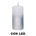 Candela Paraffina LED Argento 7,5x7,5x15 cm