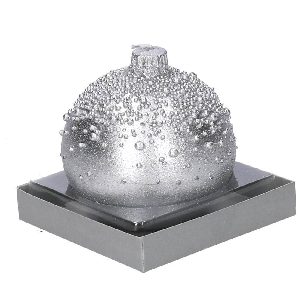 Candela Sfera Argento con Bolle - ø9cm x 9cm