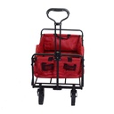Carrello pieghevole in tessuto rosso con maniglia e ruote - 89x48x59/76/101,5 cm