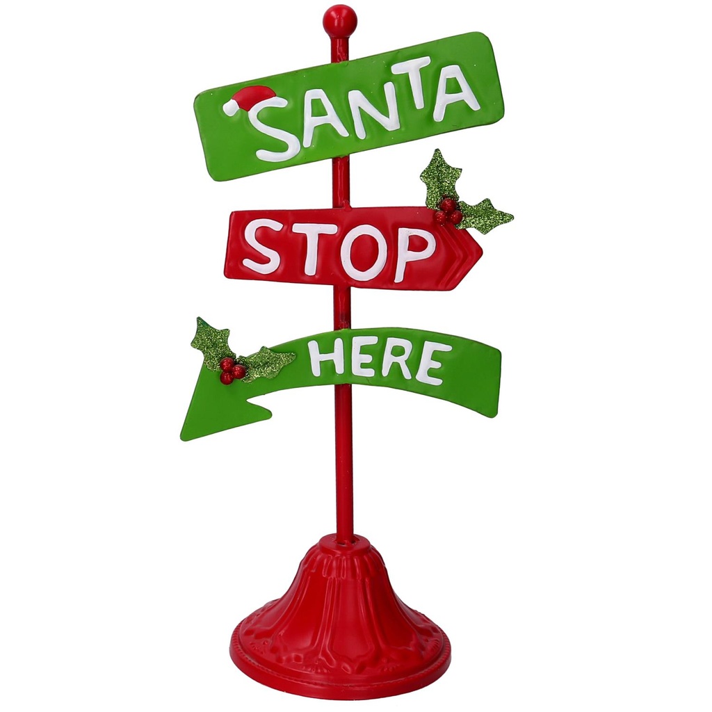 Cartello metallo babbo natale multicolor 19x13,5x39,5 cm