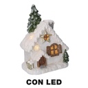 Casetta in resina con albero LED bianco 26,5x17h36 cm