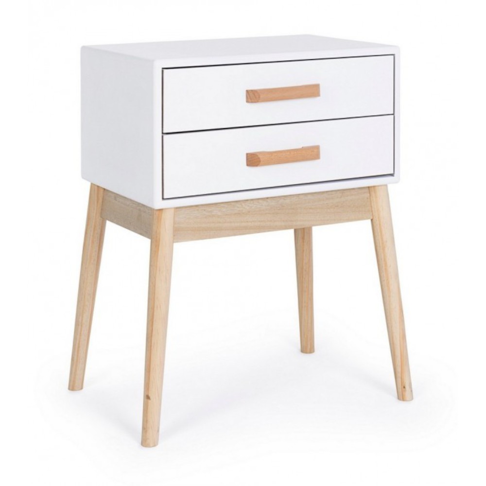 Cassettiera bianca con 2 cassetti - 58h cm