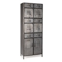 Cassettiera con 2 ante e 10 cassetti in stile industriale