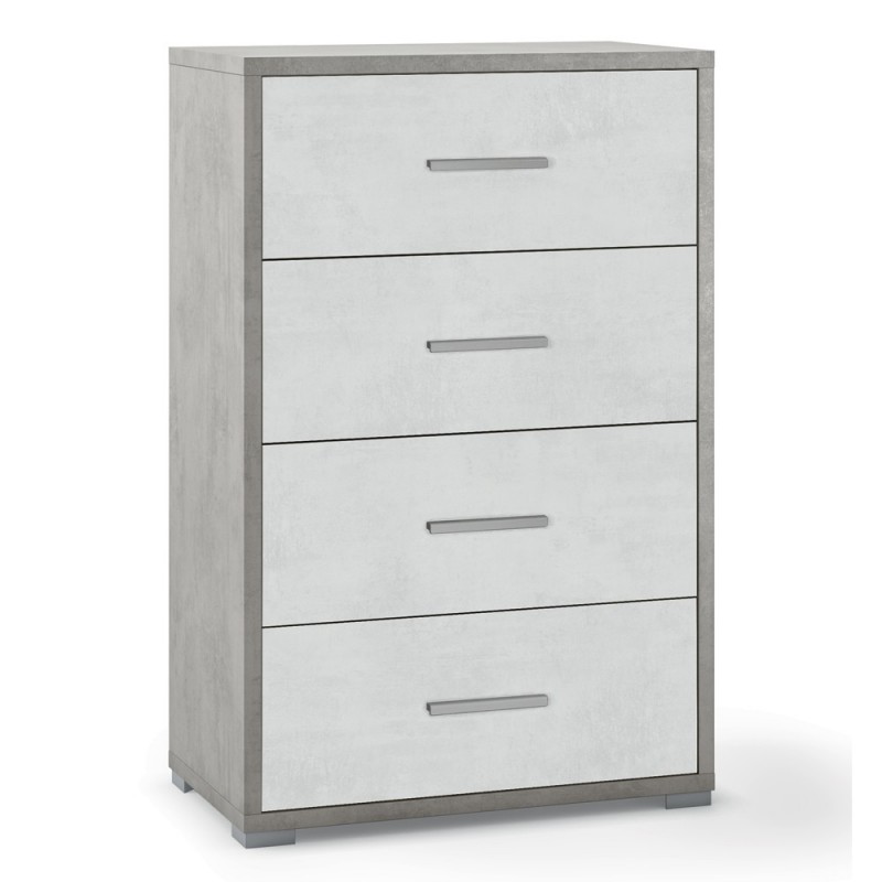 Cassettiera per ufficio con quattro cassetti Cemento Bianco 51x41x h110 cm