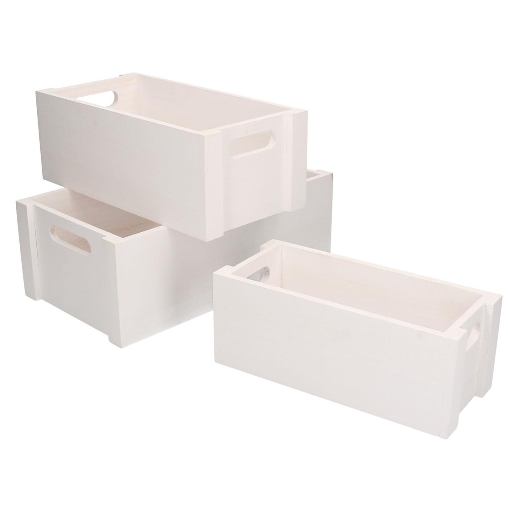 Cassetto in legno bianco rettangolare 34x19x12 cm