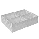 Cassetto con 4 scomparti in poliestere bianco, dimensioni 37x27x10 cm
