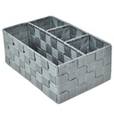 Cassetto grigio in poliestere con 4 scomparti, 26x17x10 cm