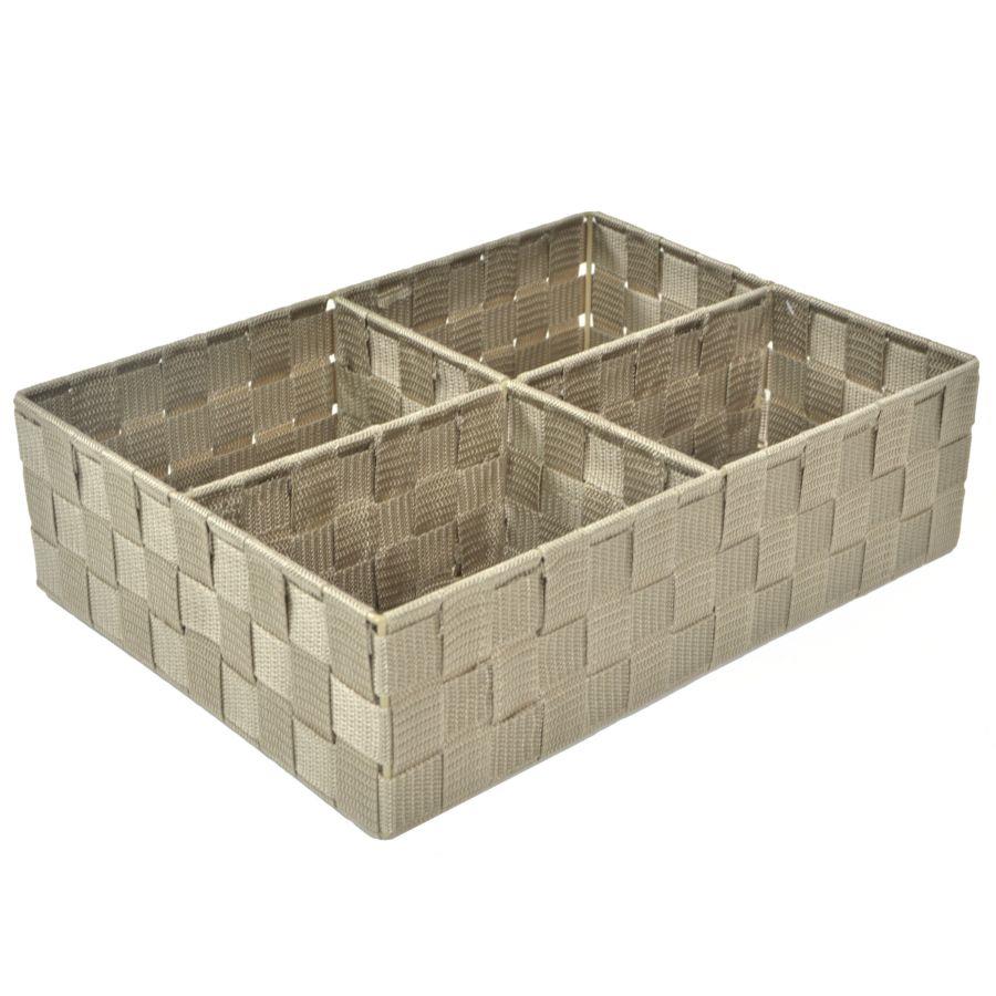 Cassetto Organizzatore in Poliestere Tortora con 4 Scomparti 37x27x10 cm