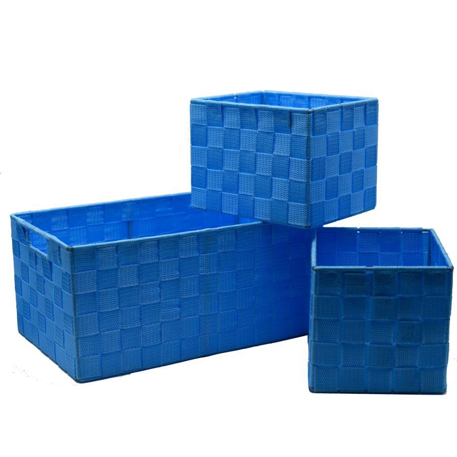 Cassetto rettangolare turchese in poliestere 34x22h16 cm