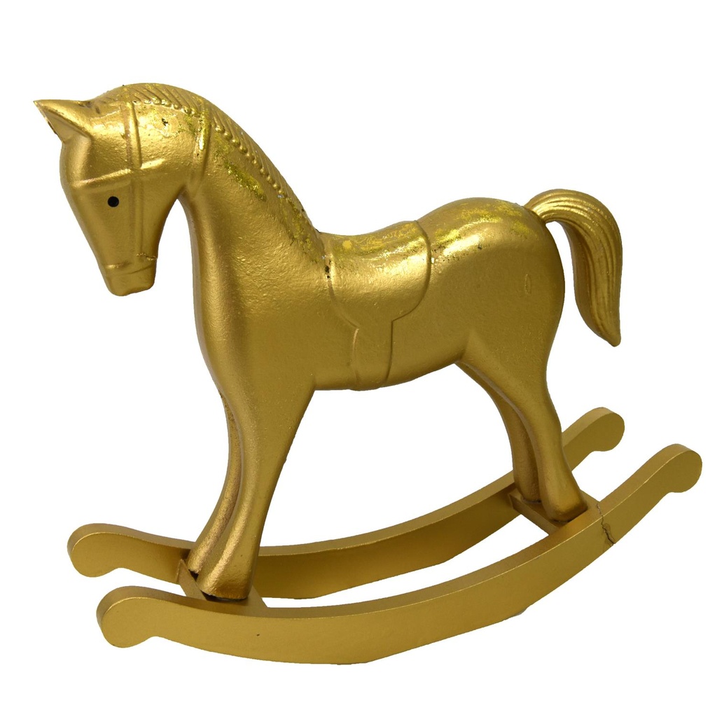 Cavallo a Dondolo in Legno Oro 37x8x32 cm
