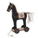 Cavallo in Legno con Ruote Nero 12,5x8x22,5 cm