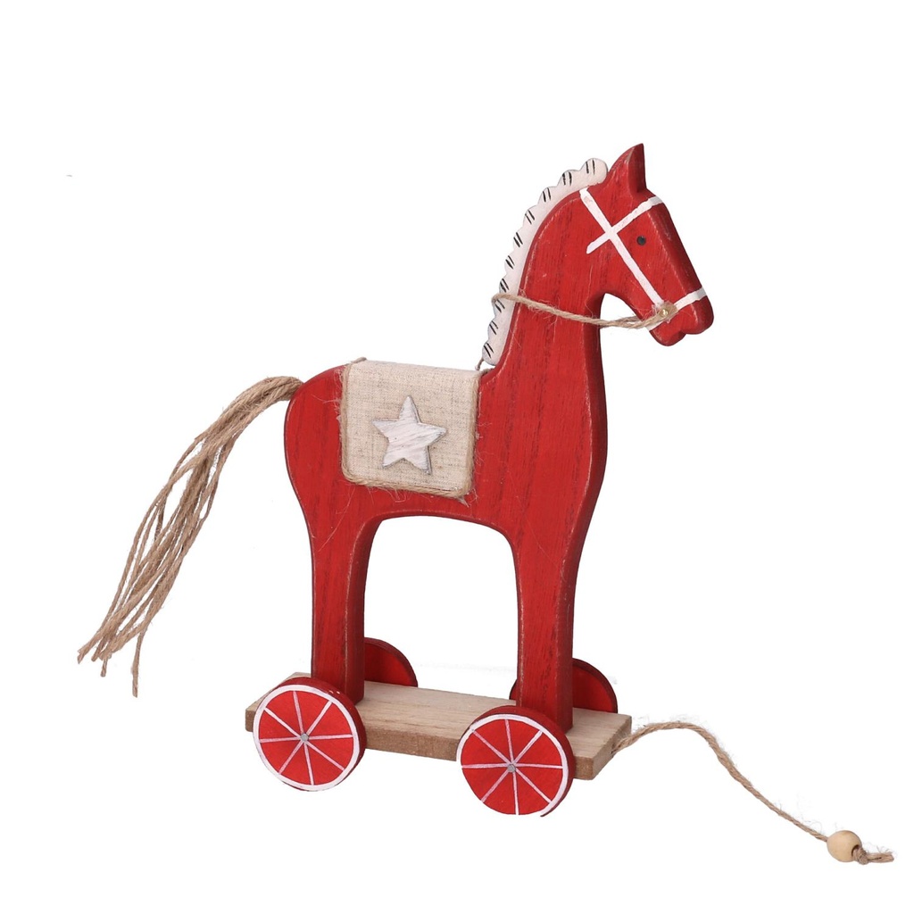 Cavallo in legno rosso 13x7x23 cm