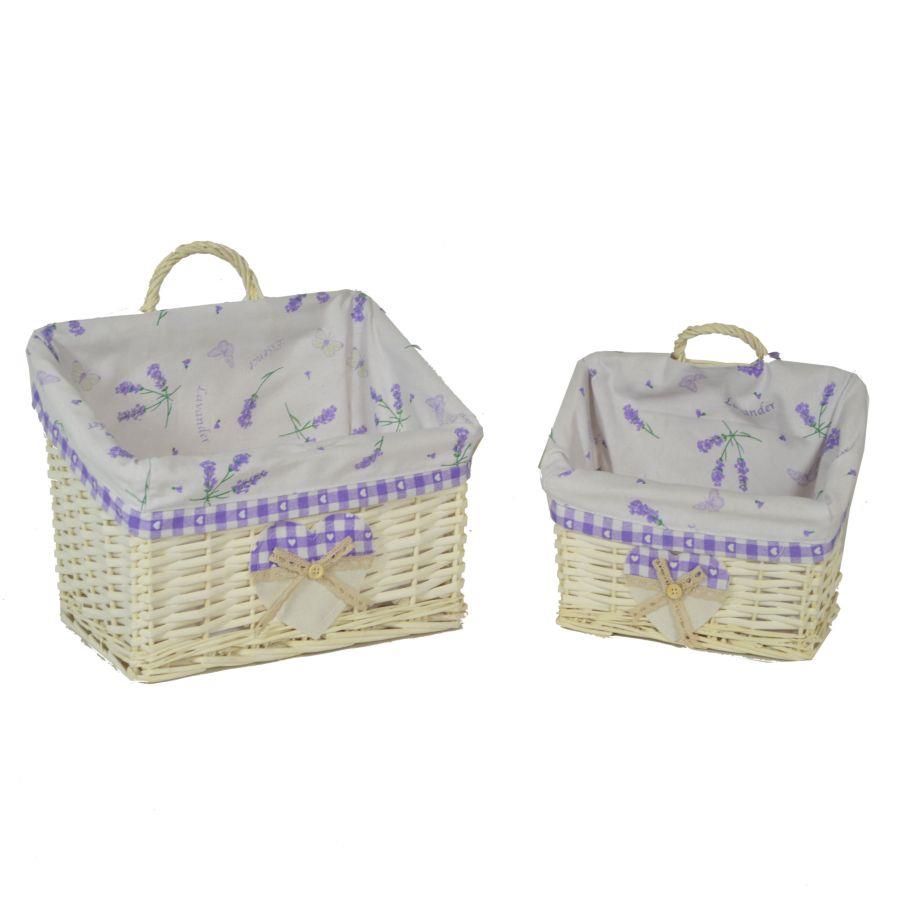 Cesta pensile rettangolare in vimini lavanda 30x20h16/23