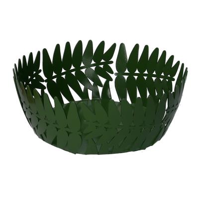 Cestina metallo foglia alloro verde scuro tondo ø20h7