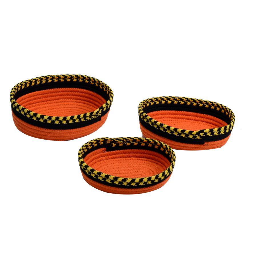 Cestina in Tessuto Arancione Giallo Ovale 28x23h7,5 cm