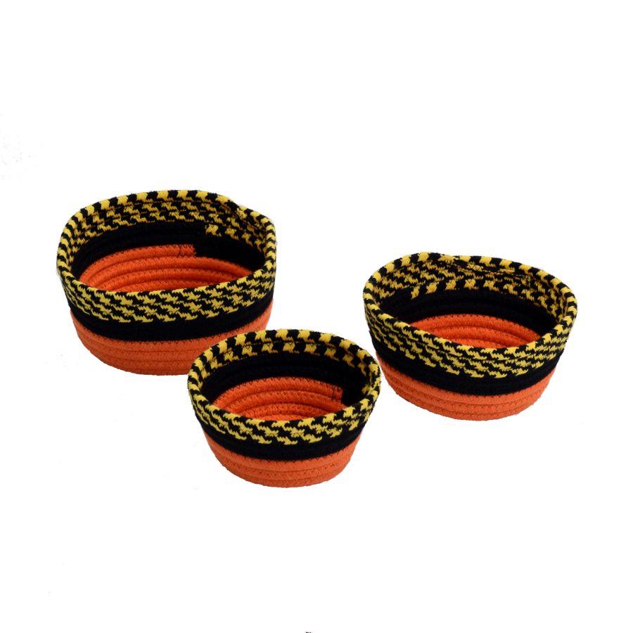 Cestina tessuto arancione giallo tondo ø20h9