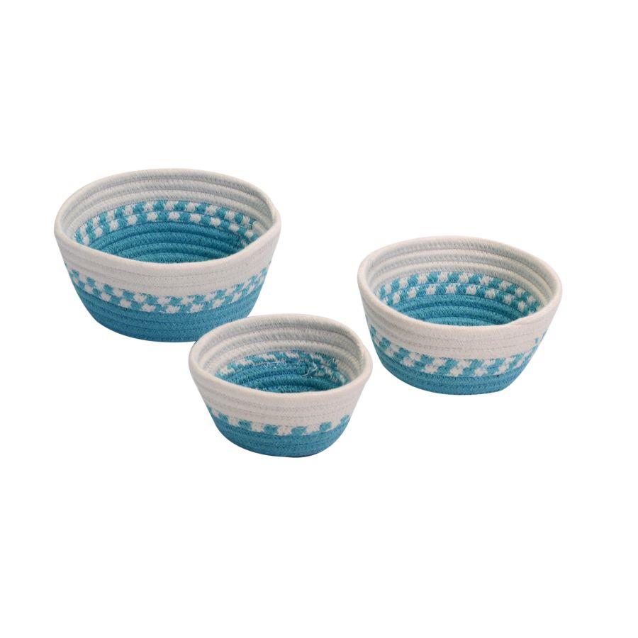 Cestino tondo in tessuto turchese ø20h9