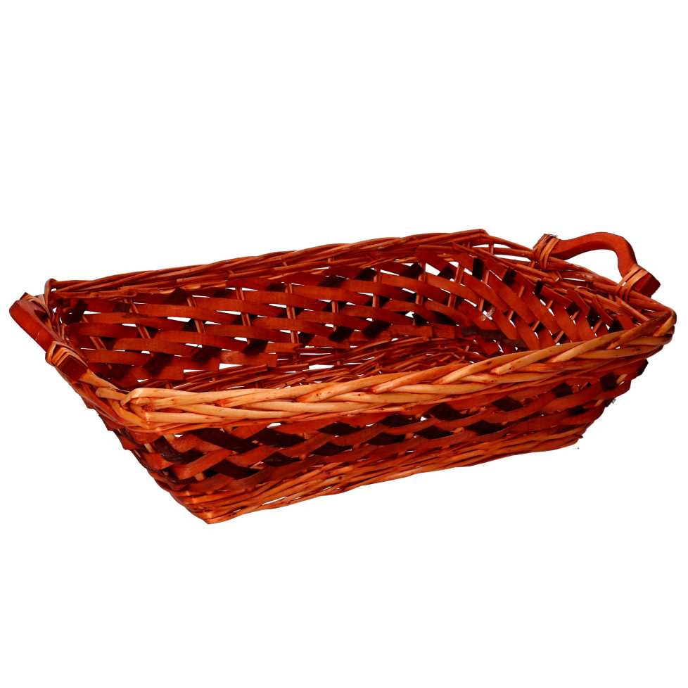 Cesto intrecciato rettangolare in vimini noce miele 53x38x13 cm