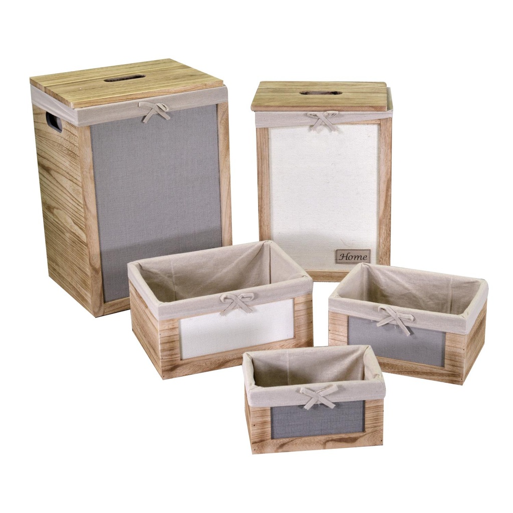 Cestone legno con cassetti e bottone rettangolare cm40x31h55