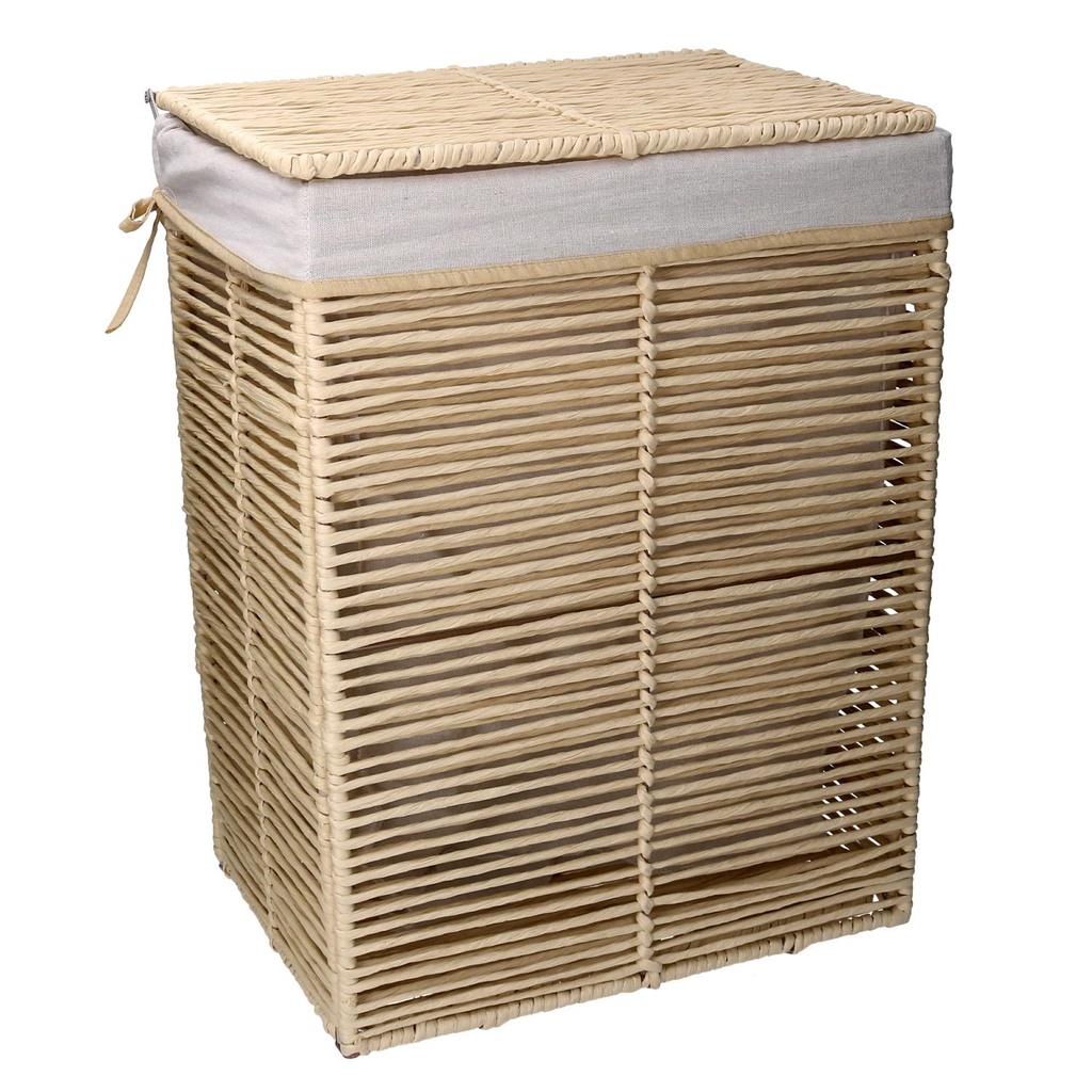 Cestone in carta Hilary beige rettangolare pieghevole 30x40x55 cm