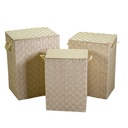 Cestone poliestere crema foderato rettangolare 40x30x55 cm