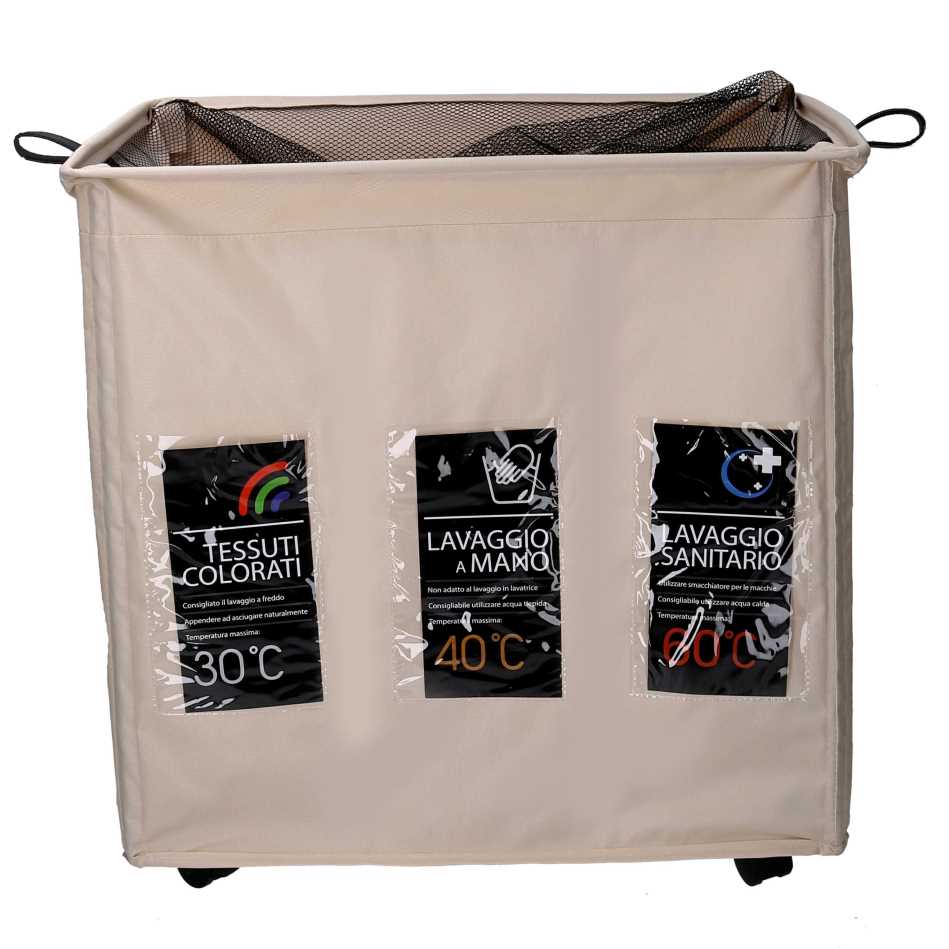 Cestone tessuto beige triplo pieghevole 55x36h58