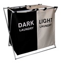 Cestone doppio pieghevole in tessuto bianco e nero 60x39h60