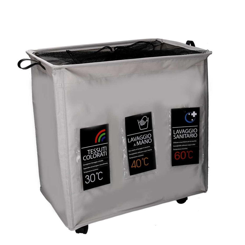 Cestone tessuto grigio triplo pieghevole 55x36h58