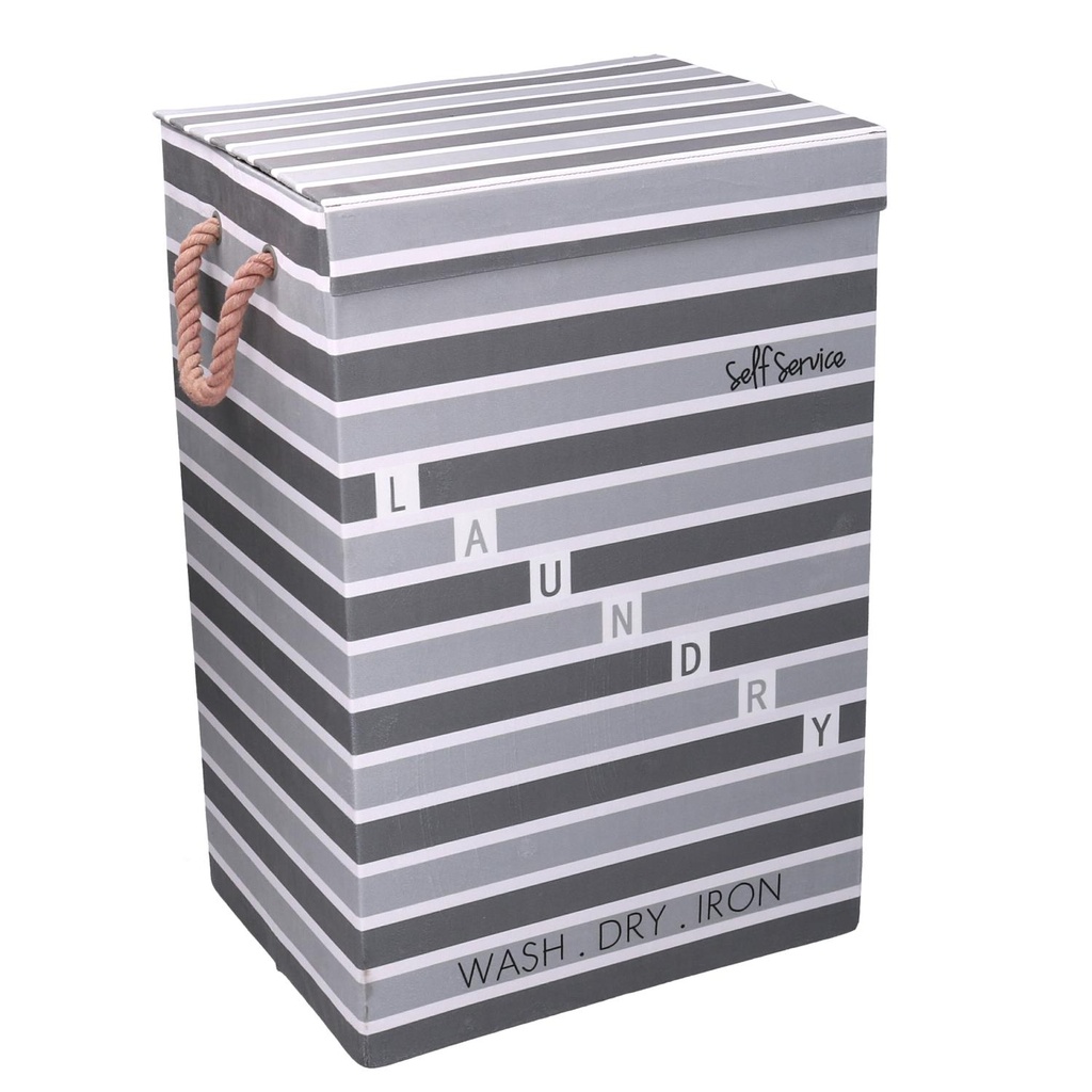 Cestone tessuto laundry grigio con coperchio 40x30x60 cm
