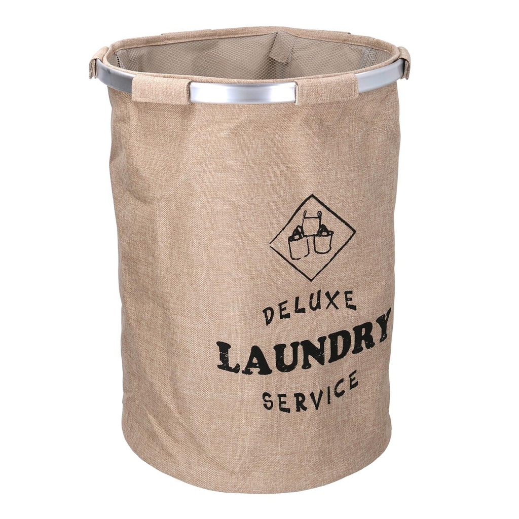 Cestone tessuto sacco beige tondo pieghevole ø40h55