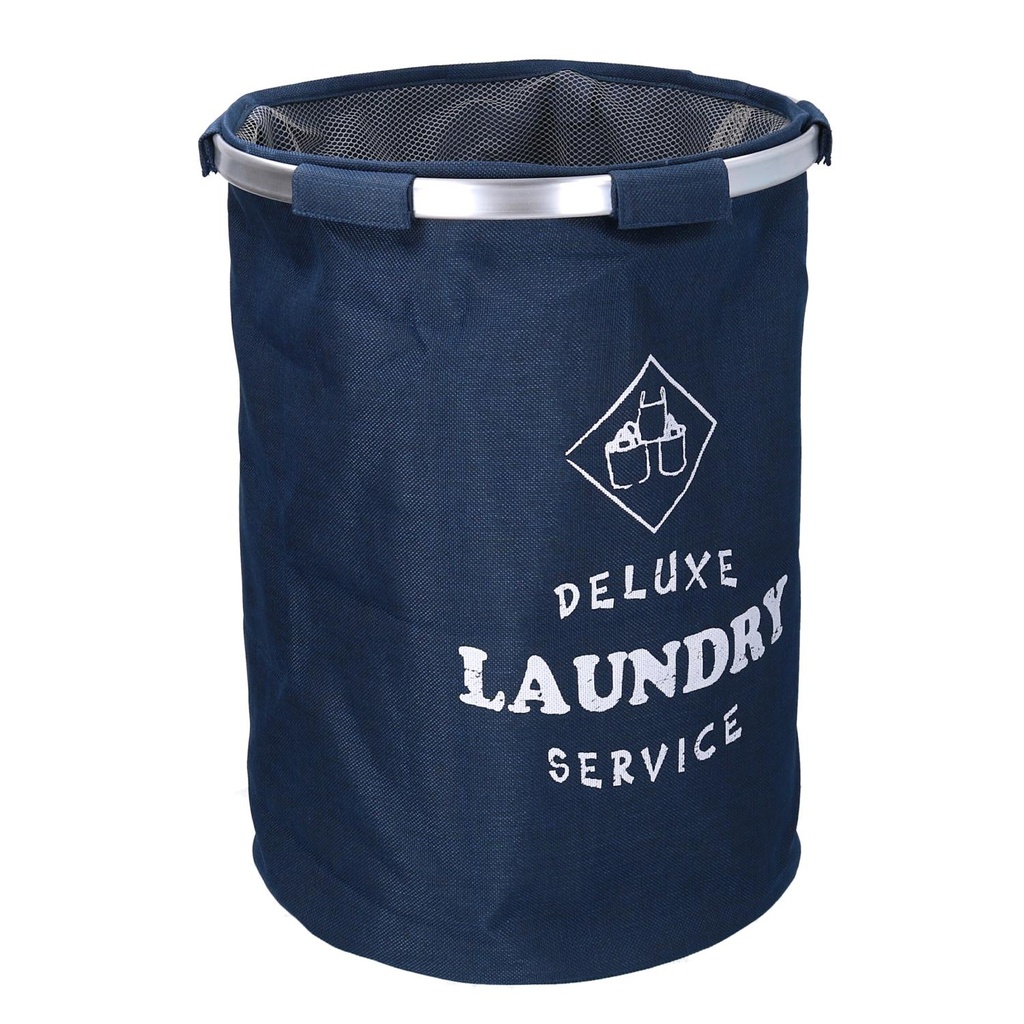 Cestone tessuto sacco blu tondo pieghevole ø40x55 cm