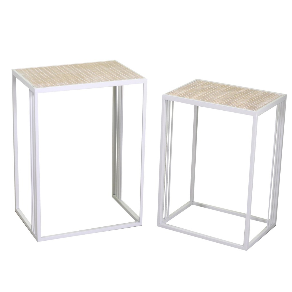 Set di 2 Colonnine in Metallo Lucilla Bianco - Misure: 40x29x56 cm e 45x32x62 cm