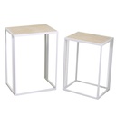 Set di 2 Colonnine in Metallo Lucilla Bianco - Misure: 40x29x56 cm e 45x32x62 cm