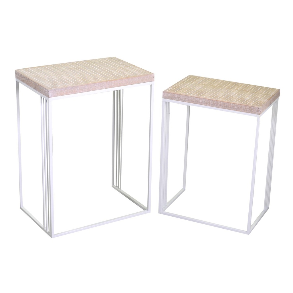 Set di 2 Colonnine in Metallo Lucilla, Bianco - Dimensioni: 42x29x56,5 cm e 48x32x63 cm