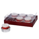 Confezione 6 pezzi candela paraffina tamburo bianco rosso 2 ore