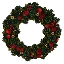 Coroncina con fiori rossi e pigne verdi ø45h8