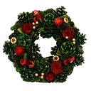 Corona con fiori rossi e pigne verdi ø30h8 cm