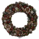 Coroncina innevata con bacche bianche e fiori ø45h8,5 cm