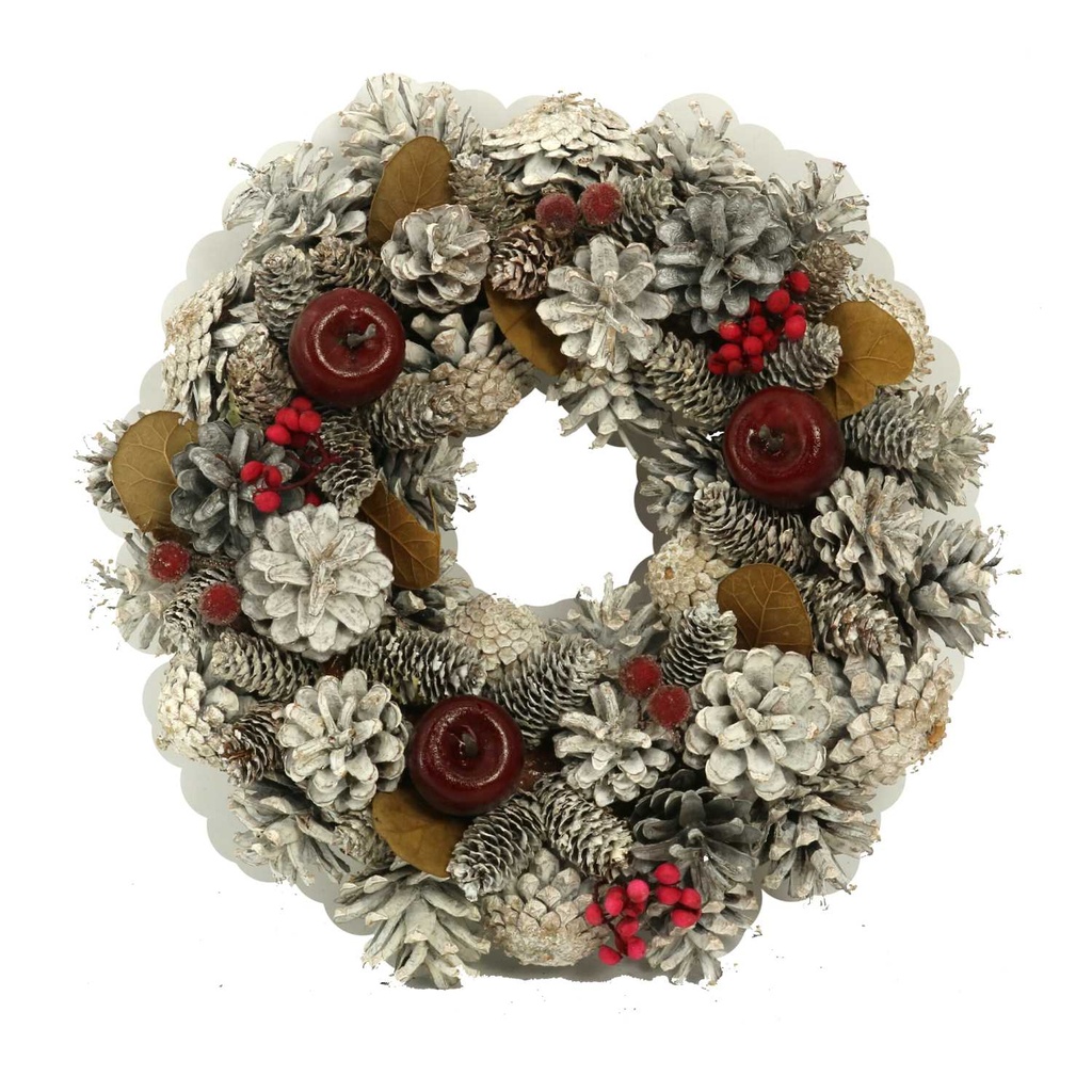 Coroncina innevata con mele ø30h7,5 cm