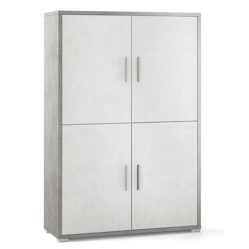 Credenza quattro ante quattro ripiani in legno Cemento Bianco 108x41x h161 cm