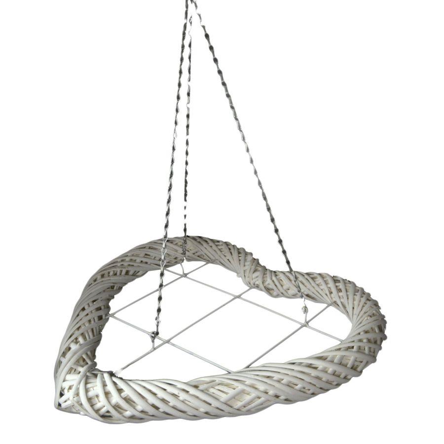 Cuore in vimini bianco 50x50 cm