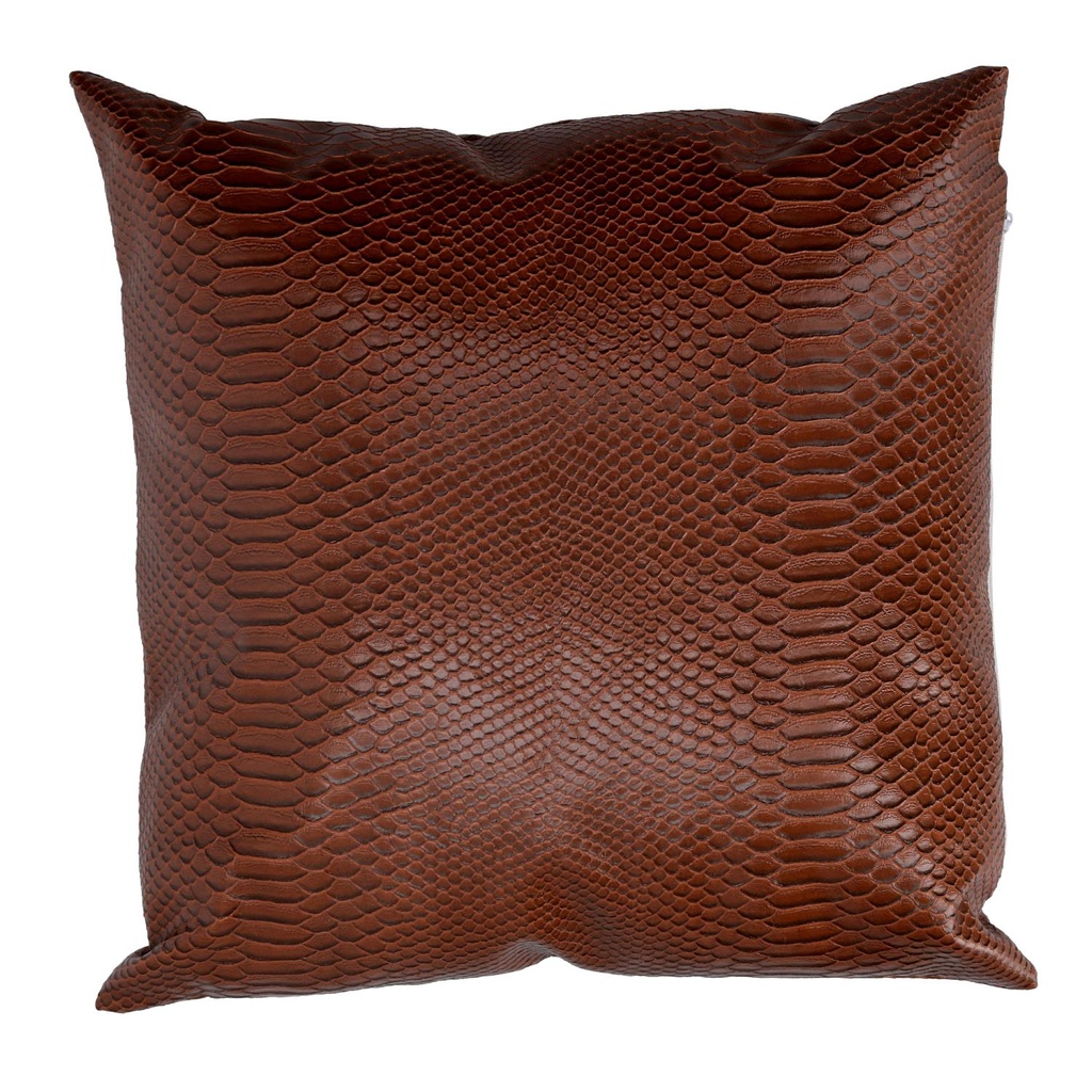 Cuscino ecopelle marrone quadro 38x38 cm