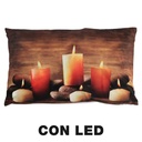 Cuscino tessuto candele led marrone 30x50 cm