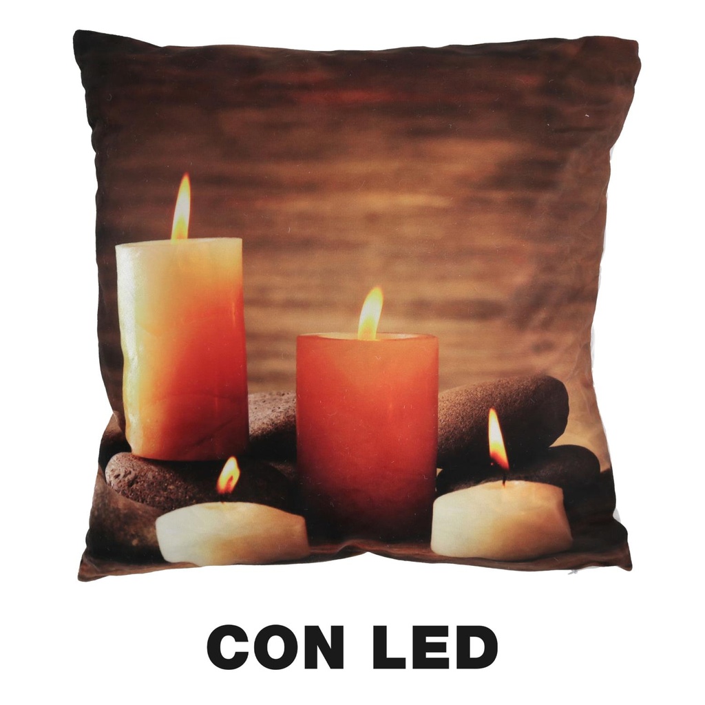 Cuscino in tessuto con candele led marrone 40x40 cm