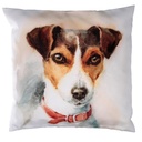 Cuscino tessuto con cane bianco 43x43 cm