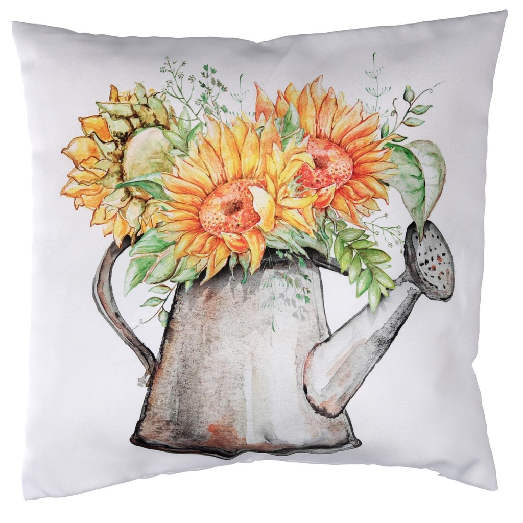 Cuscino tessuto con girasoli bianco 43x43 cm